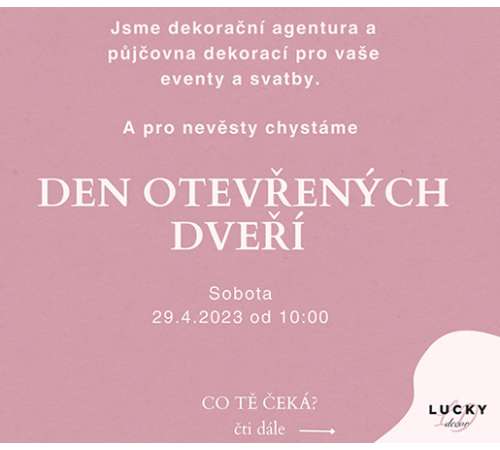 Den otevřených dveří 29.4.2023 (nevěsty)