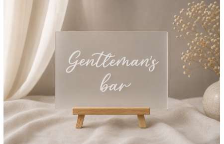 Cedule plexi Gentleman's bar matná bílá 25x20 cm