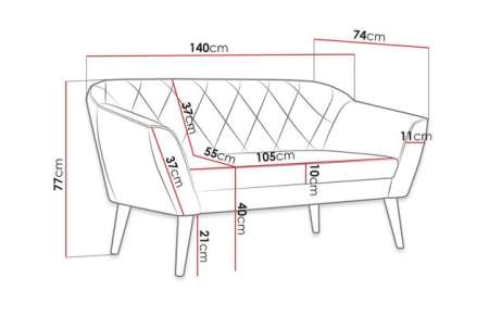 Pohovka 2 místná béžová 140 cm