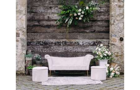 Taburet luxusní béžový samet 50 cm