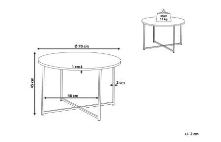 Stolek konferenční stříbrný/mramorový 70 cm