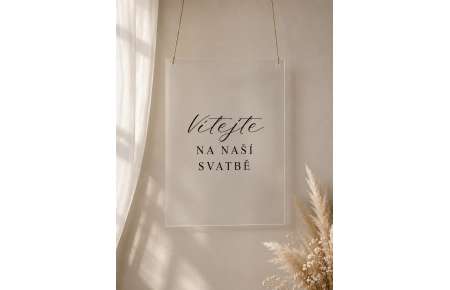 Uvítací cedule plexi černý text 50x70cm
