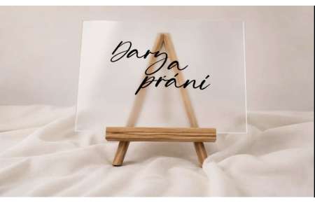 Cedule plexi dary a přání černá  25x20 cm