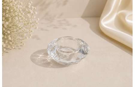Svícen skleněný diamant průměr 7 cm