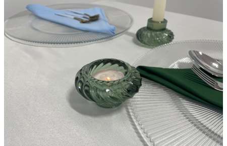 Svícen skleněný zelený na dlouhou svíčku