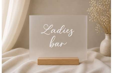 Cedule plexi Ladies bar matná bílá 25x20 cm
