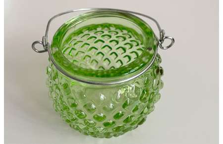 Svícen skleněný s držákem 7 cm zelený