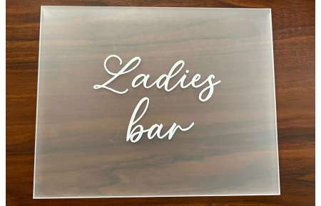 Cedule plexi Ladies bar matná bílá 25x20 cm