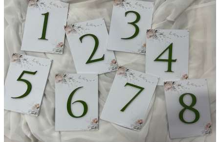 Čísla stolů 3D zelené 1-9